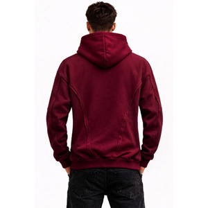 เสื้อฮู้ดดี้ผ้าฝ้ายฟลีซหนานุ่มทรงโอเวอร์ไซส์สำหรับผู้ชาย สไตล์สตรีทแวร์ ผลิตแบบสั่งทำพิเศษ รับผลิตจำนวนมาก - Product Image 3