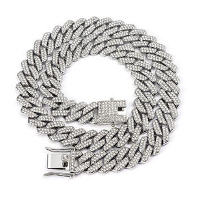 Collier AMBER JEWELS de luxe en argent sterling plaqué or et platine, maillons glacés, forme géométrique, brillant et étincelant, pièce maîtresse - Product Image 1