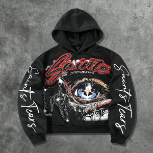 Sudadera con Capucha Extra Grande para Hombre con Gráficos y Pedrería |   Suéter de Felpa 100% Algodón |   Street Life Autumn OEM - Product Image 1