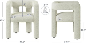 Poltrona da pranzo moderna in stile bouclé color crema poltrona imbottita in lino con schienale per <span class=keywords><strong>cucina</strong></span> da pranzo e soggiorno - Product Image 2