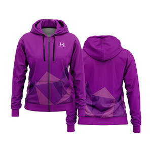 Sweat à capuche zippé pour femme, brodé, doublé en polaire polyester/coton, séchage rapide, pour le sport et les loisirs, automne, printemps, hiver - Product Image 4