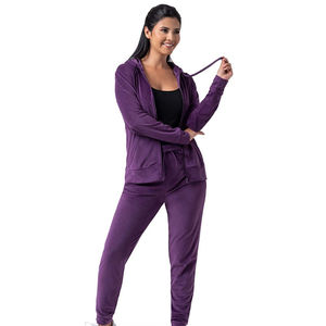 Conjunto Deportivo de Dos Piezas para Mujer, 100% Algodón, Casual, Invernal, Color Sólido, Personalizado, Ecológico, Antibacterial, Sudadera y Pantalones de Felpa - Product Image 3