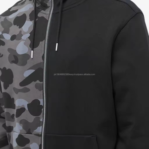Ropa de calle Sudadera con capucha Fabricante de ropa personalizada 2 tonos de color dividido 100% algodón francés Terry Camo Zip Up Sudadera con capucha - Product Image 3