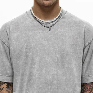Nouveau design, vente en gros, t-shirt vierge en coton personnalisé pour le fitness, à manches courtes, pour hommes, en promotion, style décontracté, effet délavé à l'acide - Product Image 5