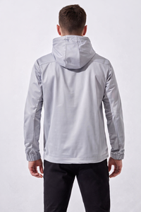 Veste imperméable à capuche pour homme, gris clair, coupe-vent, fermeture éclair intégrale, veste de sport d'extérieur, légère, coupe-vent, capuche réglable - Product Image 3