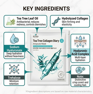 BIAIfekt Tea <b>Tree</b> Collagen <b>Face</b> Mask for Acne Calming Pore Brightening Soothing Hydration & Anti-Aging Whitening-Kbeauty - Product Image 5