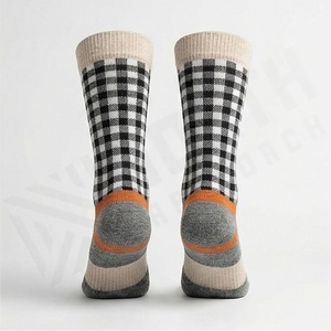 Crew <b>Socks</b> Plaid Pattern Black White Beige Cotton Breathable Casual Autumn Adult Regular Fit Knitted <b>Socks</b> - Product Image 2