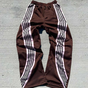 กางเกงแทร็คแพนท์ผู้ชาย กางเกงขายาว โพลีเอสเตอร์ สแปนเด็กซ์ ปักโลโก้ กางเกงวอร์มทรงโอเวอร์ไซส์ กางเกงแทร็คแพนท์ลายทาง - Product Image 6