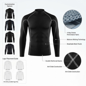Maillot de compression à manches longues pour homme, motif imprimé, en Spandex/Polyester, sans bretelles, personnalisable pour équipe - Product Image 6