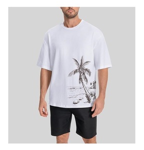 T-shirt décontracté surdimensionné à manches courtes en coton tricoté 100 % pour hommes, respirant, séchage rapide, écologique, design personnalisable, vente en gros - Product Image 3