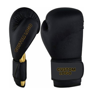 ถุงมือฝึกซ้อมมวยโลโก้สั่งทำ สีทองดำ หนัง PU ปิดด้วยเวลโคร ระบายอากาศได้ดี สำหรับผู้ใหญ่ ฝึกศิลปะการต่อสู้ - Product Image 2