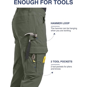 Pantalones Cargo delgados profesionales para hombre con cintura ajustable, multibolsillos, bordado personalizado e impresión para marca - Product Image 3