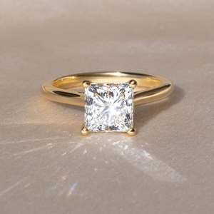 Fast Shipping Bulk Wholesale VVS Diam 2 CT Certified 925 Silver Moissanite Princess Cut Prong Set Solitaire <b>Ring</b> Bridal Jewelry - Product Image 1
