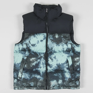 Chaleco Acolchado Personalizado con Estampado Tie Dye para Hombre, Chaqueta sin Mangas con Estampado de Mármol, Chaleco Cálido de Invierno con Cuello Alto, Estilo Urbano - Product Image 4