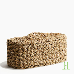 BEST SELLING Eco Friendly Seagrass Storage Box with Lid Handmade <b>Woven</b> <b>Basket</b> Natural Organizer for Home Closet Storage Use - Product Image 3