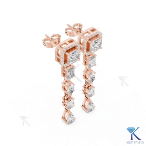 Pendientes de Diamantes Cultivados en Laboratorio CVD de Formas Mixtas, Radiantes, Halo, Esmeralda, Marquesa, Ovalados, Pera, Oro Sólido de 14K, Lujosos, Finos, para Mujer, Novia - Product Image 5