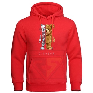Robotic Teddy Bear Ropa para niños Moda masculina Sudaderas con capucha sueltas Sudadera de lana Bolsillo de gran tamaño para hombres - Product Image 1