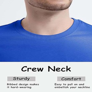 Camiseta de Hombre con Bolsillo en el Pecho, Color Azul, Algodón, Cómoda, Cuello Redondo, Manga Corta, Informal, para Verano - Product Image 5