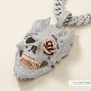VALA BROTHERS Pendentif Breloque Cœur en Argent 925 Plaqué Rhodium avec Moissanite et Sertissage Griffe, Design Personnalisé Hip Hop, Pierres Givrées, Cadeau - Product Image 2