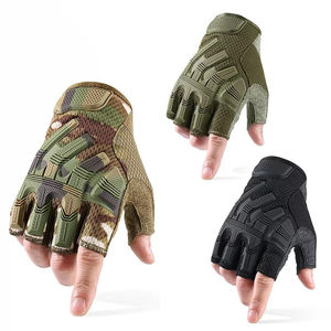 Gants tactiques en cuir véritable à demi-doigts pour activités de plein air, logo personnalisé, couleur, protection, cyclisme, vie quotidienne, pêche, chasse - Product Image 1