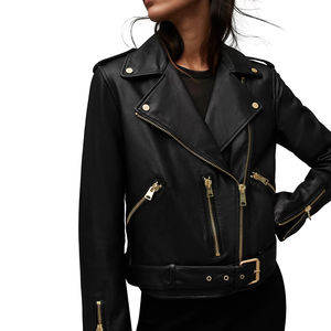 Blouson court en cuir de vache véritable pour femme, style bomber, col montant, écologique, pour l'hiver – Vente en gros - Product Image 1