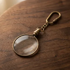Loupe de poche pliable vintage en laiton massif de qualité supérieure avec chaîne, mini-loupe portative pour la lecture, les cartes, les pièces de monnaie et les bijoux - Product Image 3