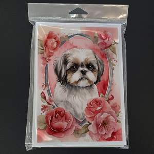 Whimsical Shih Tzu Valentine Roses A7 Size 5x7 Blank <b>Note</b> <b>Cards</b> Pack of 8 with Envelopes for <b>Greetings</b> <b>and</b> <b>Notes</b> - Product Image 3