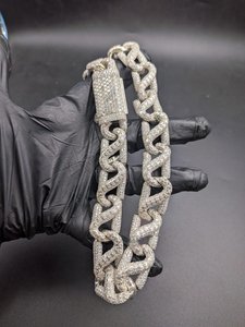 <b>Iced</b> <b>Out</b> Link <b>Chain</b> Necklace VVS Moissanite Baguette Diamond Miami <b>Chain</b> Hip Hop Jewelry For Men In 925 Silver - Product Image 2