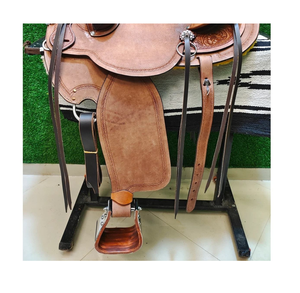 Juego de Silla de Montar Ligera para Caballo, de Cuero Occidental Grabado a Mano, con Detalles de Plástico y Madera, Duradero, para Paseo, Senderismo y Atado - Product Image 3