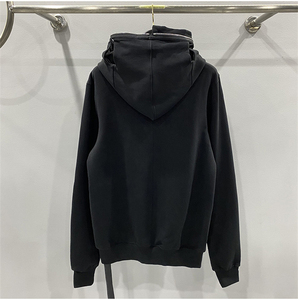 Sudadera con Capucha Negra Extra Grande para Hombre, Diseño con Cremallera, Tejido de Algodón y Poliéster, Estampado Regular, Resistente al Viento, para Otoño - Product Image 4