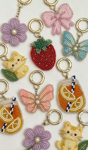 Wholesale Handmade Beaded Keychains, Cute Fruit/Butterfly/Bow Beaded Bag Charms, Bead Embroidery <b>Key</b> <b>Rings</b> <b>for</b> <b>Women</b> & Gifts - Product Image 6