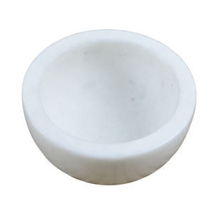 Bol décoratif de table en marbre blanc brillant, design rond, pour hôtel et maison - Product Image 3