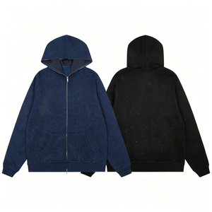 Clothing Manufacturer Wholesale 100% Premium Cotton Unisex Zip Up And Pullover Hoodie Streetwear With Rhinestone Details - Product Image 1