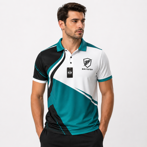 Chemise de golf sportive en toile de polyester de haute qualité pour homme, avec logo personnalisé brodé - Product Image 1