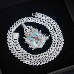 Colgante de Dragón de Plata 925 con Diamantes Cultivados en Laboratorio, Collar con Dragón Asiático, Joyería de Lujo Ligera Estilo Hip Hop para Hombre - Product Image 4
