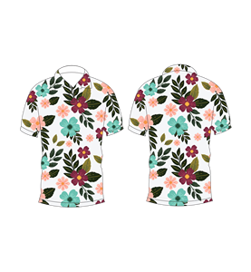 เสื้อโปโลผู้ชายสีขาวพิมพ์ลายดอกไม้หลากสีลำลองแขนสั้นแฟชั่นฤดูร้อน - Product Image 3