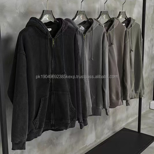High Street Winter Zip Up hoodies Vintage Old Wash Solid Hooded Zipper Sweater Hombres Oversized HoodieDDP Shipping - Product Image 6