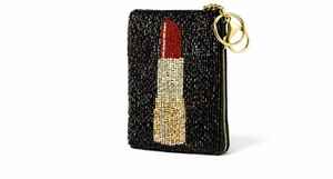 Porte-monnaie de luxe brodé à la main avec perles, design maquillage, mini portefeuille mignon pour femme, pochette cosmétique porte-clés à poignet - Product Image 4