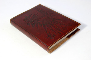 Hand Crafted Journal With Different Species Of Jute And Hemp Leaves Embossed On The Front Cover <b>Leather</b> <b>Diary</b> - Product Image 2