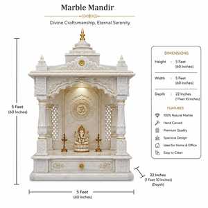 Premium White Marble <b>Mandir</b> for Home with Gold Detailing Traditional Pooja Temple Design Traditional Indian temple Spacious - Product Image 2