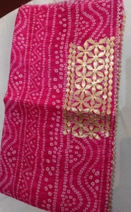 Sari de Algodón y Lino Kota Doria con Estampado Floral de Diseño Propio - Product Image 3