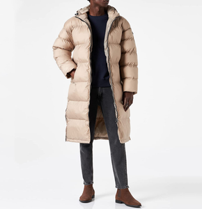 Veste d'hiver longue matelassée en tissu tissé avec capuche à bordure en fourrure, manches longues, fermeture éclair, couleur unie, extérieur en polyester, épaisse et chaude - Product Image 4