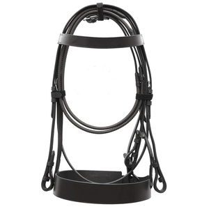 Bridon Premium pour l'équitation en cuir véritable et PU élégant avec nezier large et rênes à grip en caoutchouc, modèle durable MVE-LB 1334 - Product Image 1