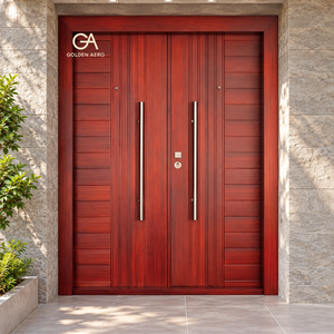 Puerta de Entrada de Madera Sólida de Lujo GA-49L con Diseño de Mediados de Siglo para Apartamentos y Casas, Alta Calidad - Product Image 1