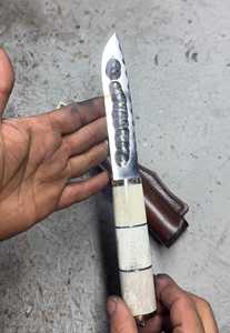 Handmade Yakutian <b>Knife</b> - Forged Carbon Steel Bushcraft <b>Knife</b> - Traditional Siberian Design - Deer Antler Handle - 13.5cm Blade - Product Image 1