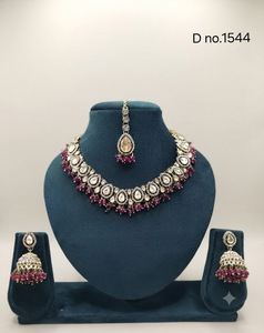 Exquisite Pear Cut Stone Studded Necklace <b>Set</b> Traditional Wear Jewelry <b>Sets</b> Antique Gold Plated Fashion <b>Jewellery</b> <b>Set</b> For Womens - Product Image 1