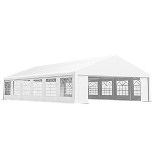 Carpa para Coche Grande de 39 PIES X 23 PIES, Blanca, con Paredes Laterales y Ventanas Extraíbles, Estructura de Acero e Impermeable - Product Image 1