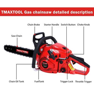 Potente Motosierra de Gasolina de 62cc y 20 Pulgadas con Motor de 2 Tiempos para Podar, Desramar y Operaciones de Aserradero - Disponible en Rojo - Product Image 2