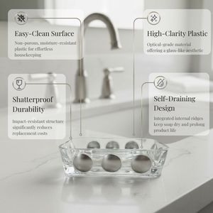 [Holar] Jaboneras de Acrílico Transparente Plateado con Diseño de Puntos Modernos, Hechas en Taiwán, para Baño - Product Image 3