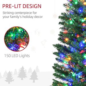 Albero di Natale Artificiale Preilluminato Alto 1,8 m con 390 Rami e 150 Luci LED Colorate, Base in Acciaio, Decorazione Natalizia Verde - Product Image 3